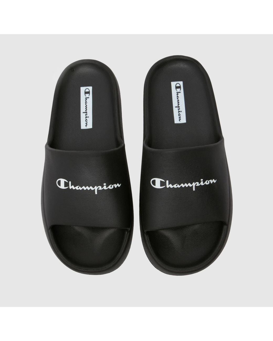 Mens Sandals Champion Slides Black Champion IPO Repeat Black Slide