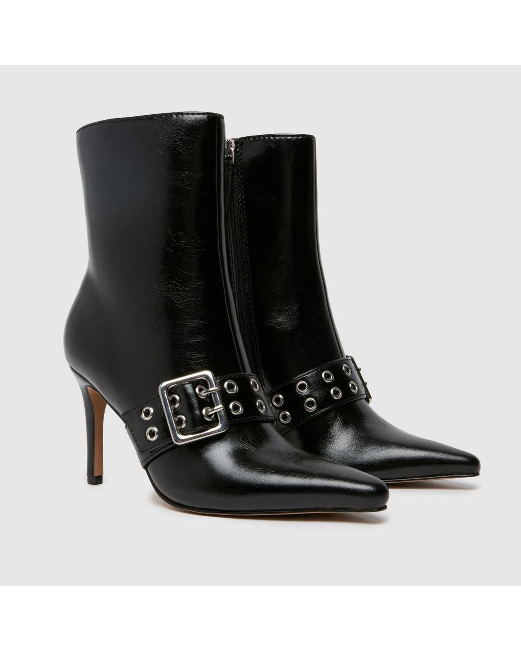 Schuh Black Brogan Hardware Heel Boots