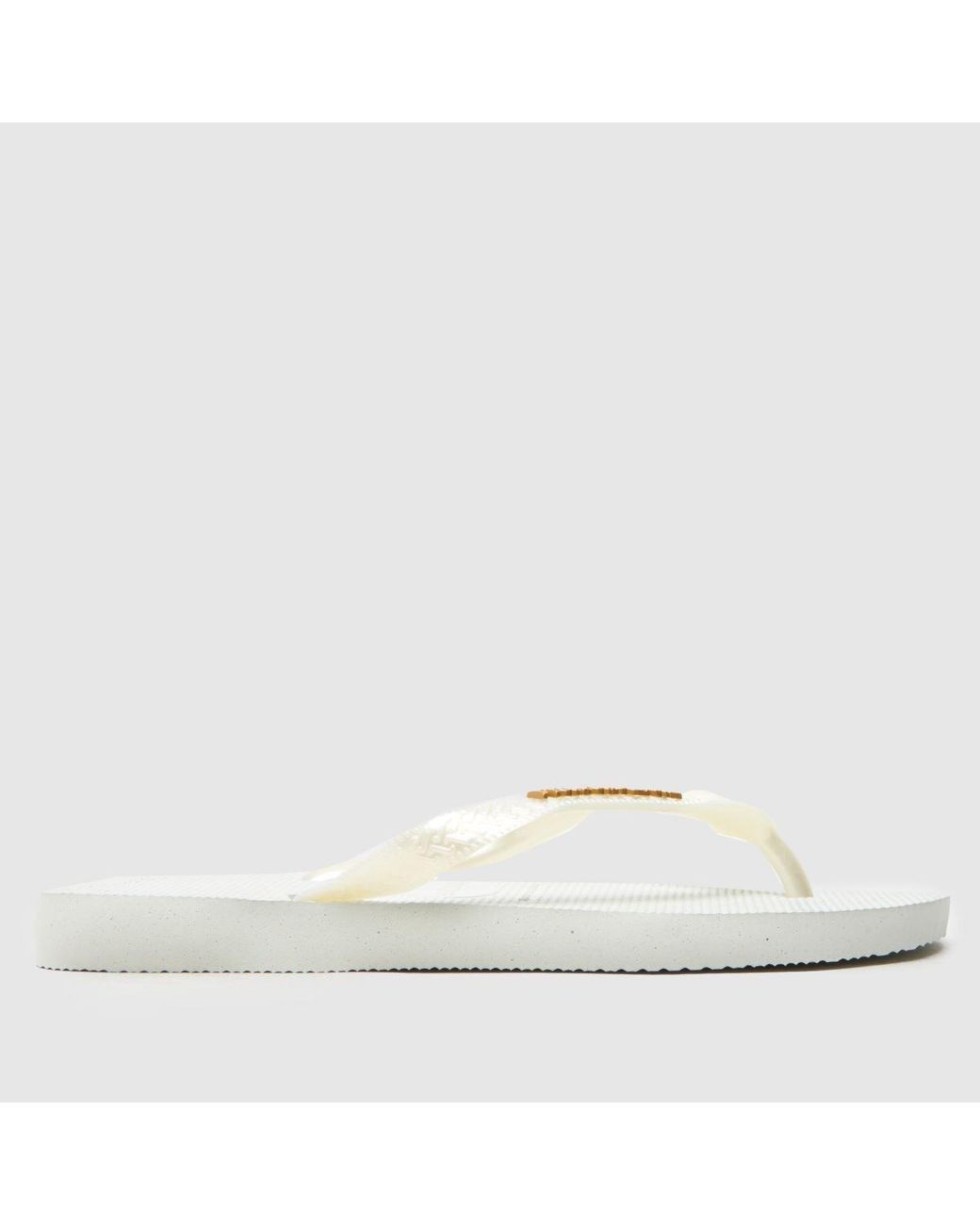 Havaianas White Logo Metallic Flip Sandals