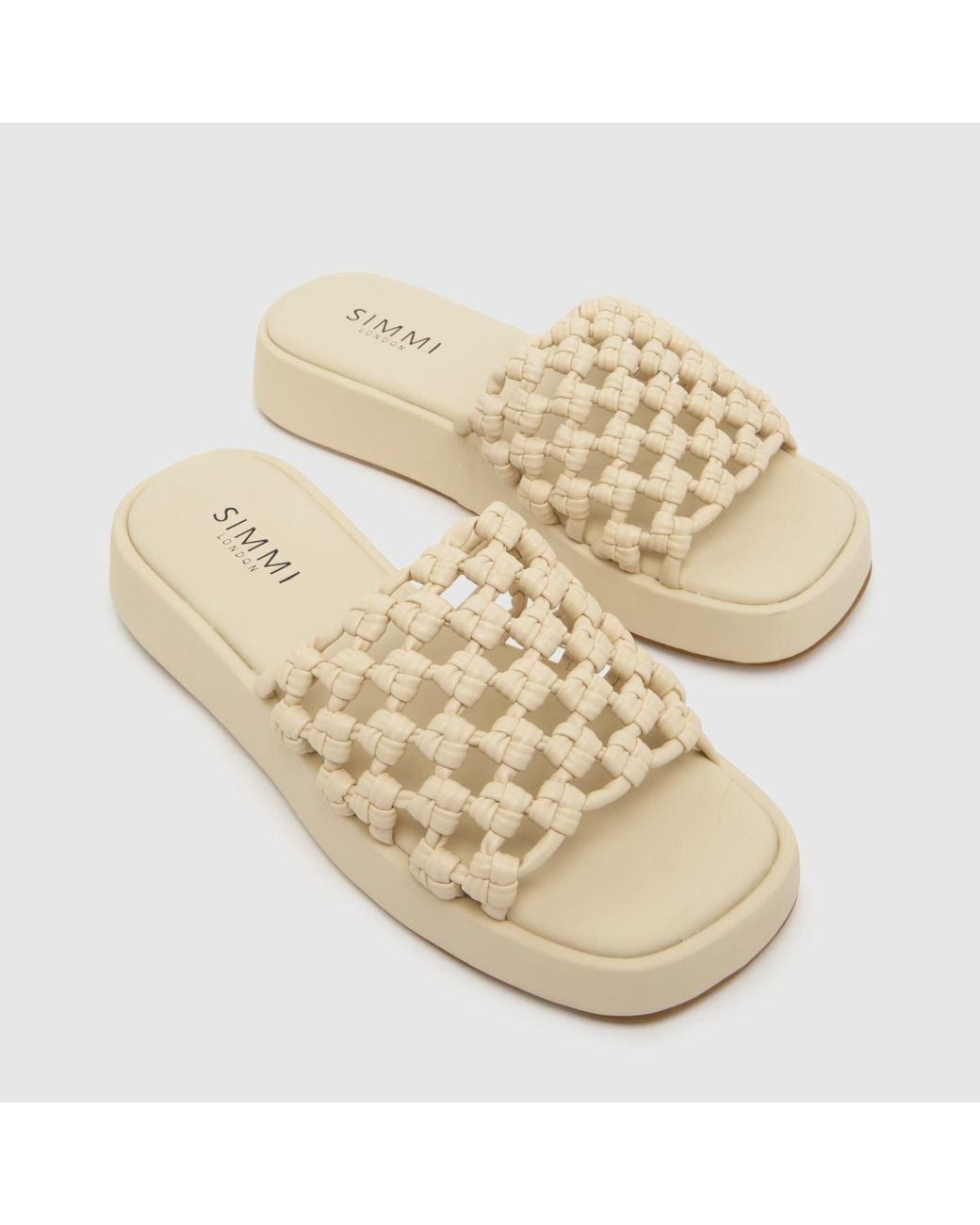 SIMMI Natural Elena Raffia Slide Sandals