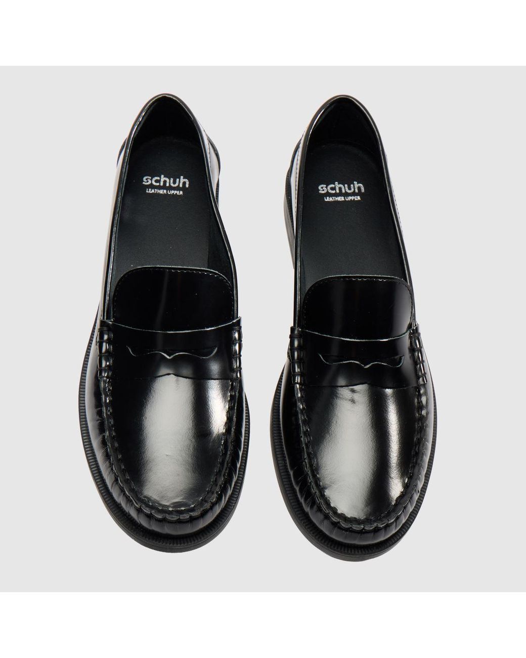 Schuh Black Liverpool Penny Leather Loafer Flats