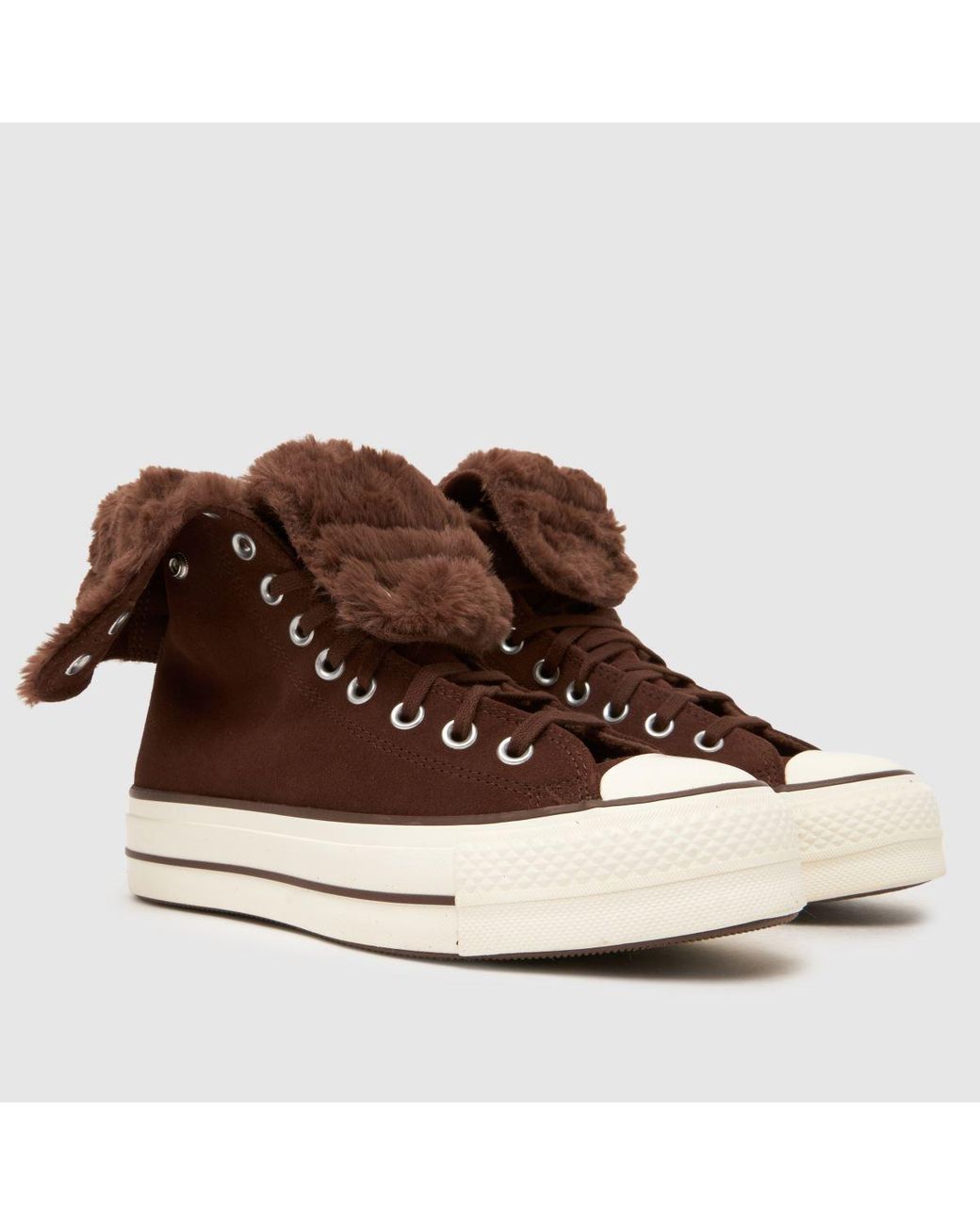Converse Brown All Star Fold Over Lift Trainers
