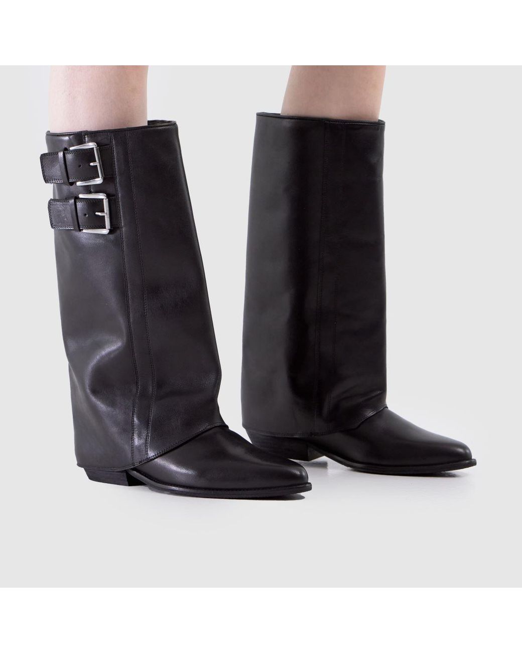 Schuh Black Dawn Leather Skirt Boots