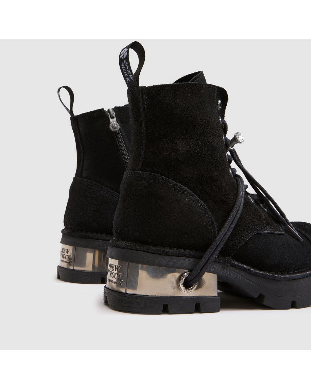 New Rock Black Distress Boots