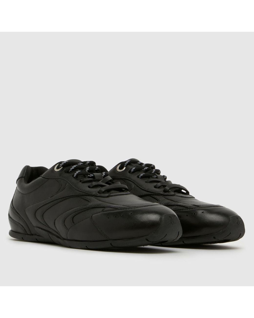 Schuh Black Mindy Leather Lace Up Trainers
