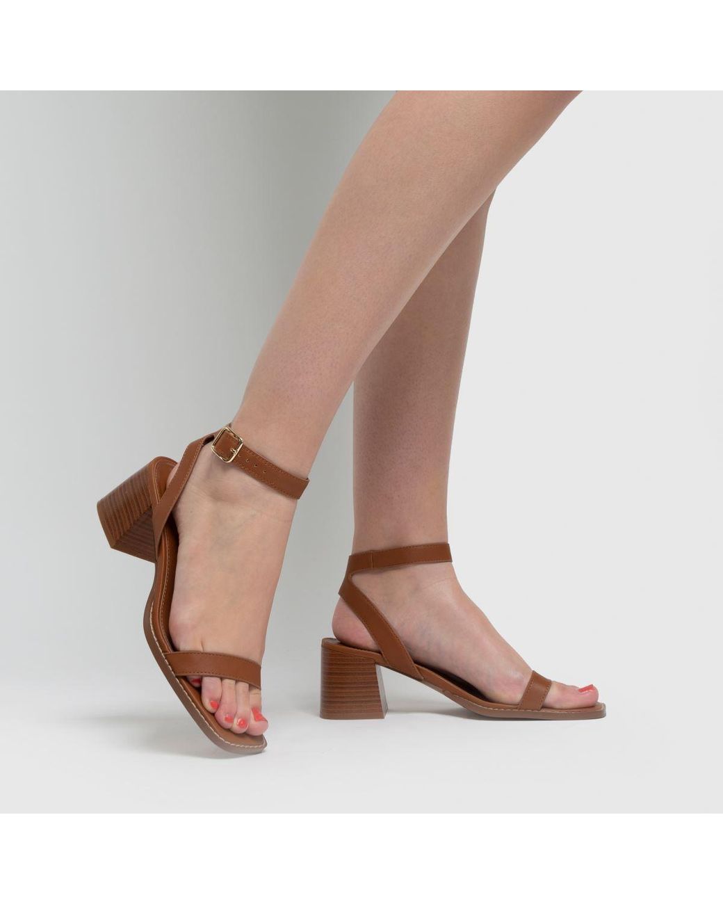 Schuh Valerie Block Heel Sandals in Brown | Lyst UK