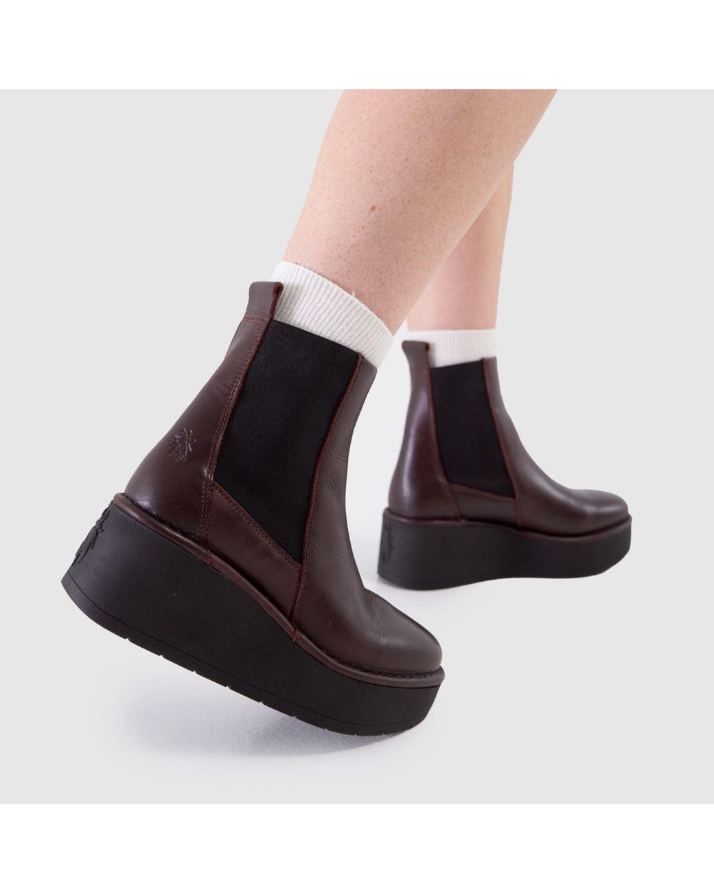 Fly London Brown Hagu Platform Chelsea Boots