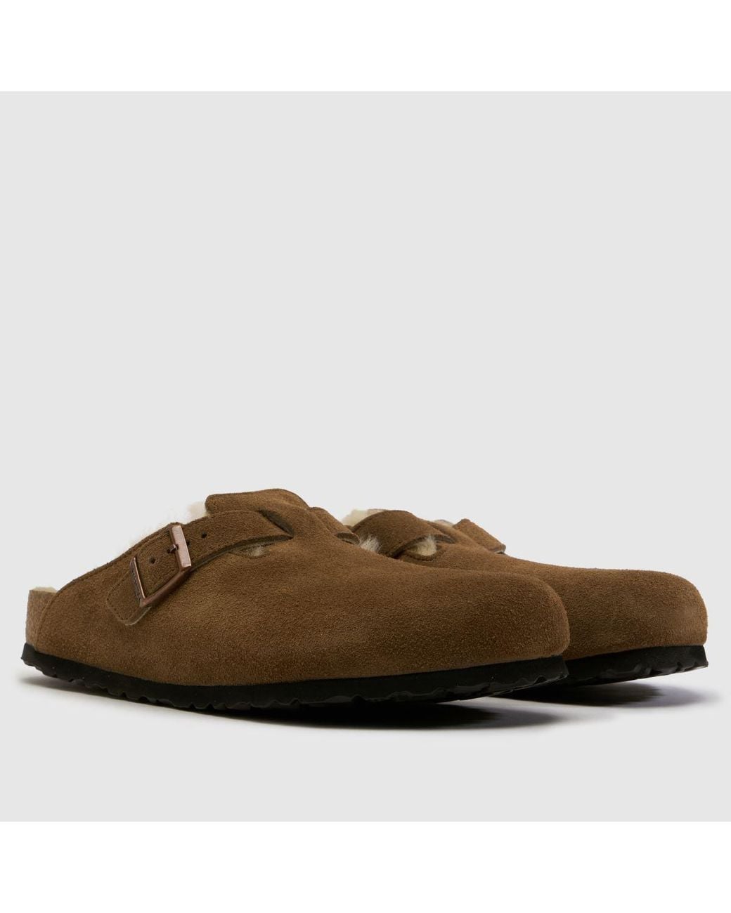 Birkenstock Brown Boston Shearling Clog Slippers for men
