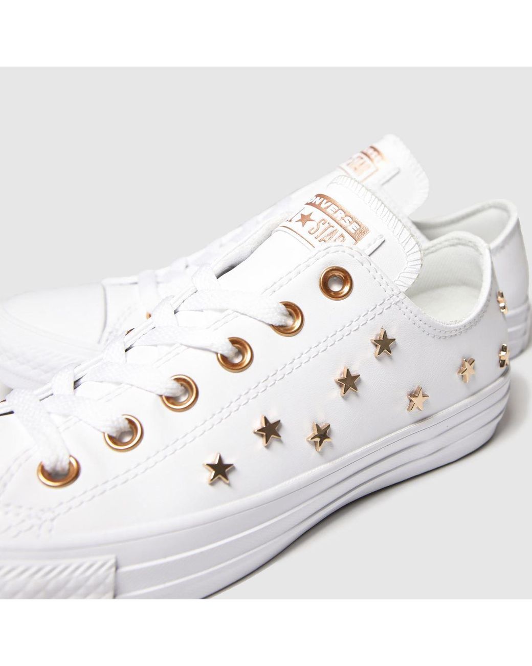 Converse White & Gold Star Stud Ox Trainers | Lyst UK