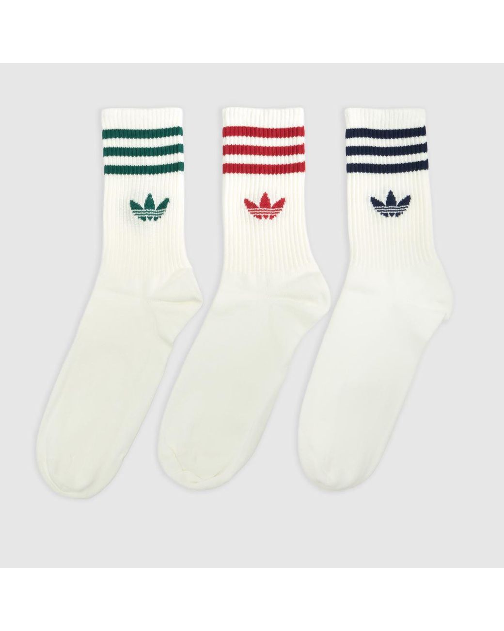 Adidas White Org Stripe Crew Sock 3Pk