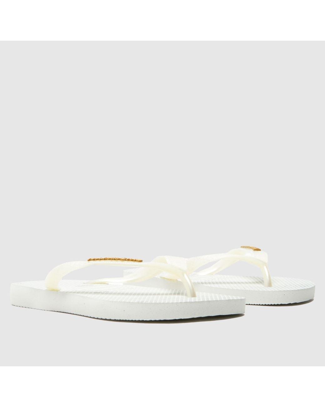 Havaianas White Logo Metallic Flip Sandals
