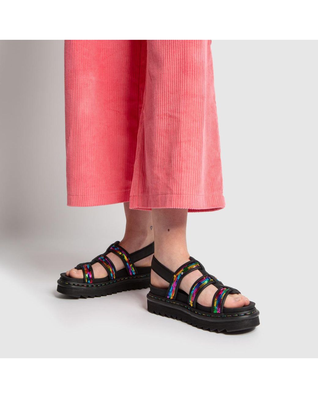 Dr. Martens Black & Pink Yelena Sequin Sandals | Lyst UK