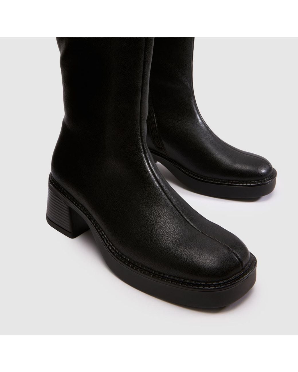 Schuh Black Darling Square Toe Knee Boots