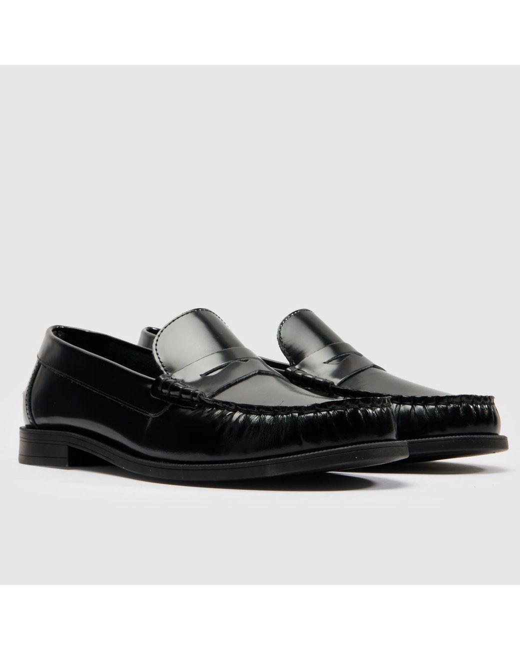 Schuh Black Liverpool Penny Leather Loafer Flats