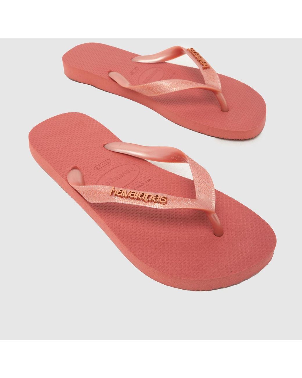 Havaianas Red Top Logo Metallic Flip Sandals