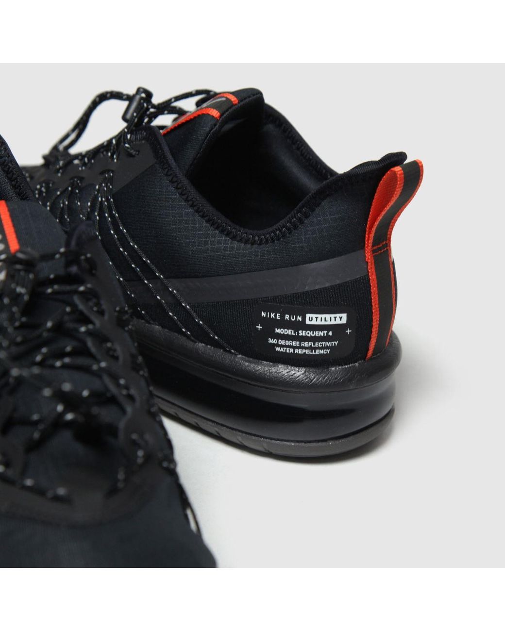 nike black & orange air max sequent 4 shield trainers