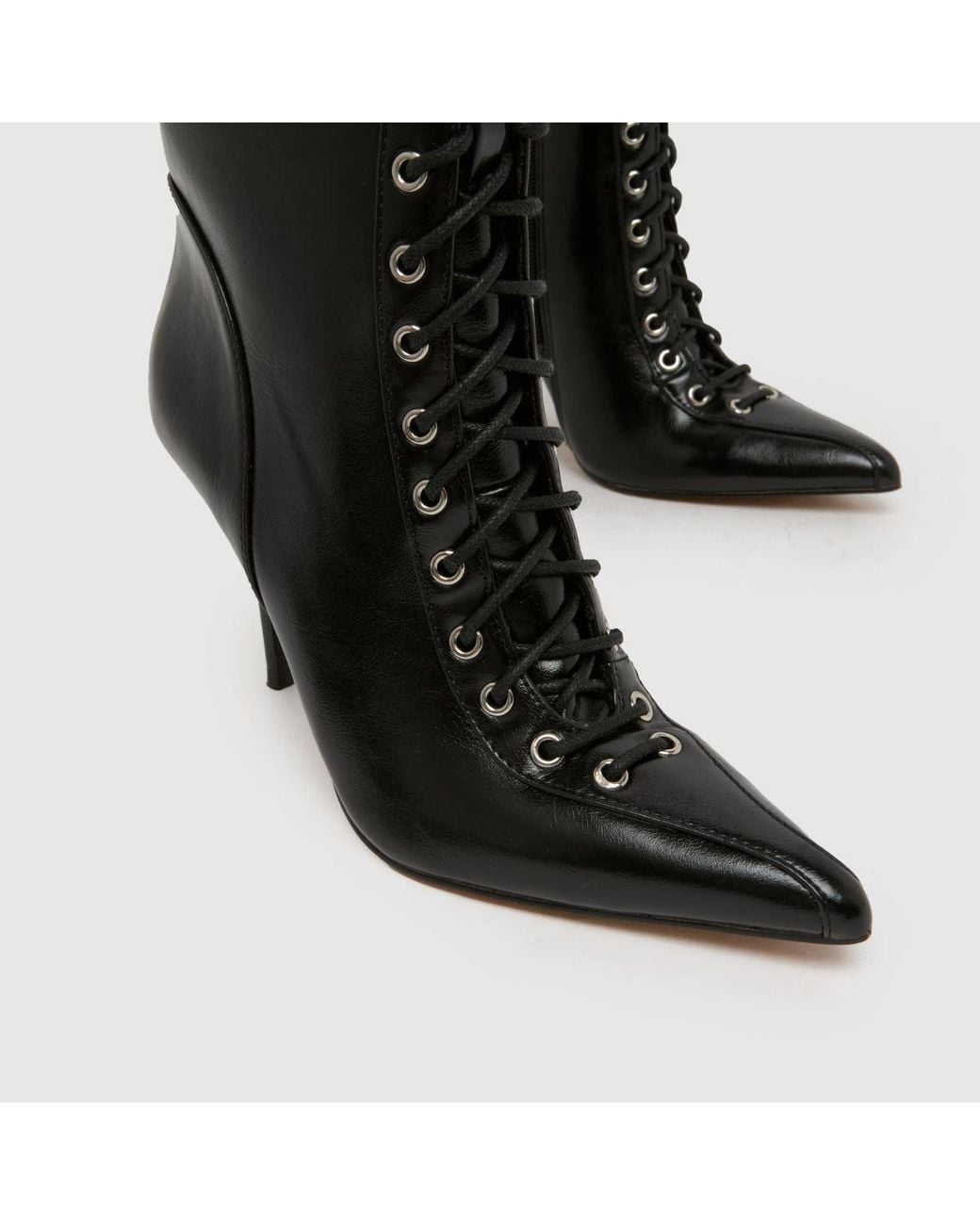 Schuh Black Domino Laced Stiletto Heel Boots