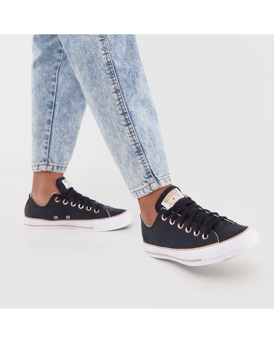 Converse All Star Peached Canvas Ox Trainers in Black | Lyst UK