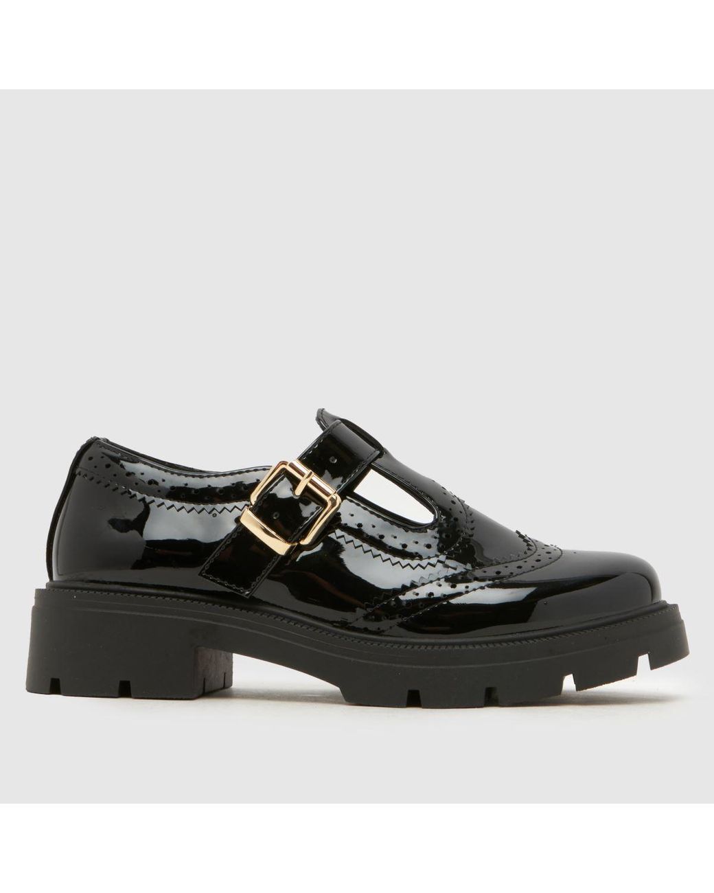 Schuh Black Leigh Chunky T-Bar Flats