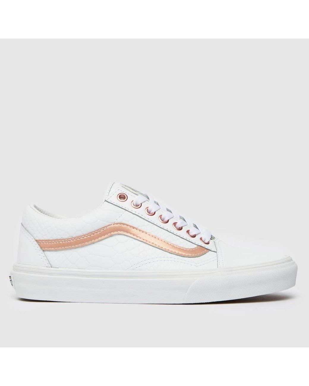 Vans Old Skool Snake Trainers In White & Gold | Lyst UK