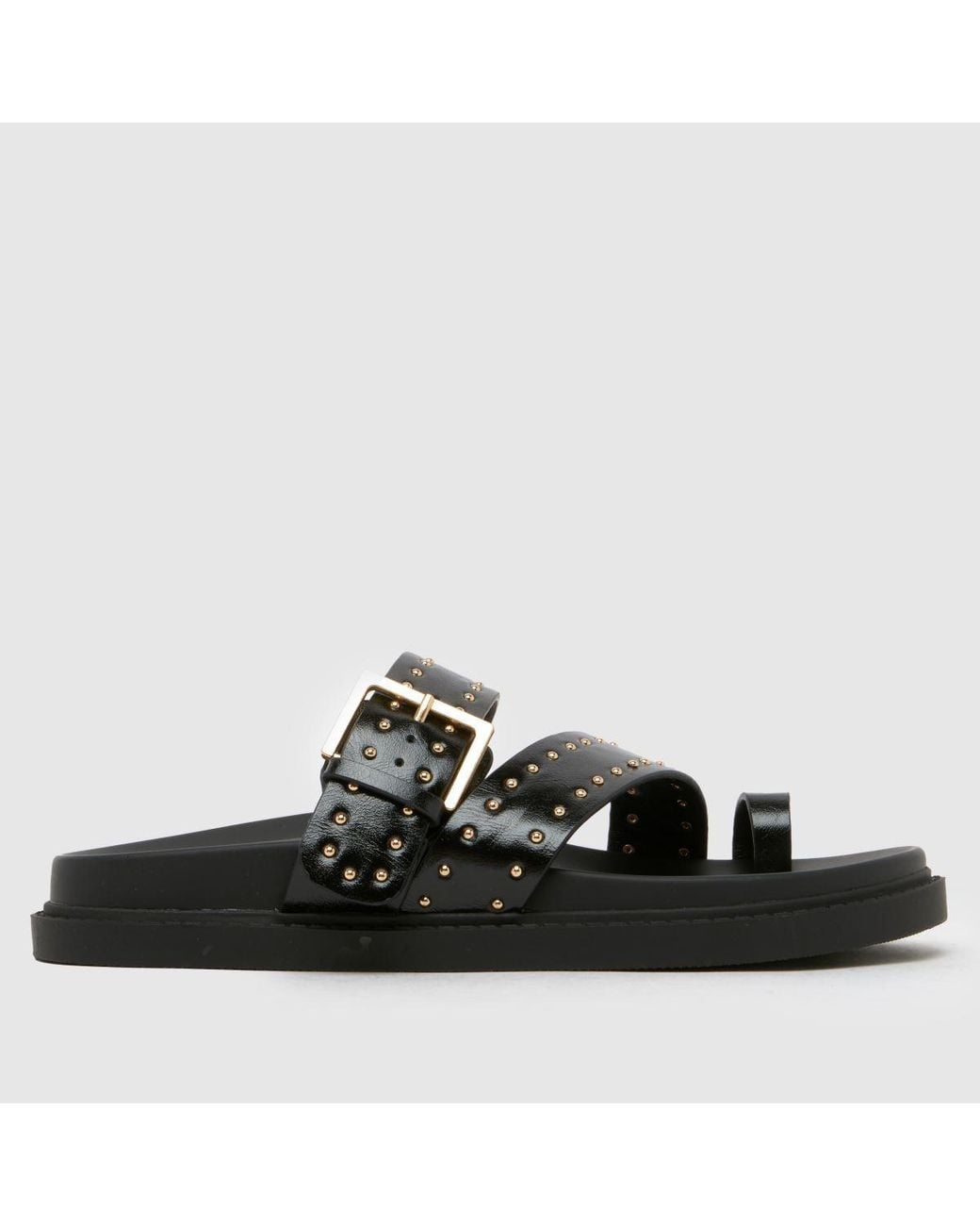 Schuh Black Tarha Studded Footbed Sandals