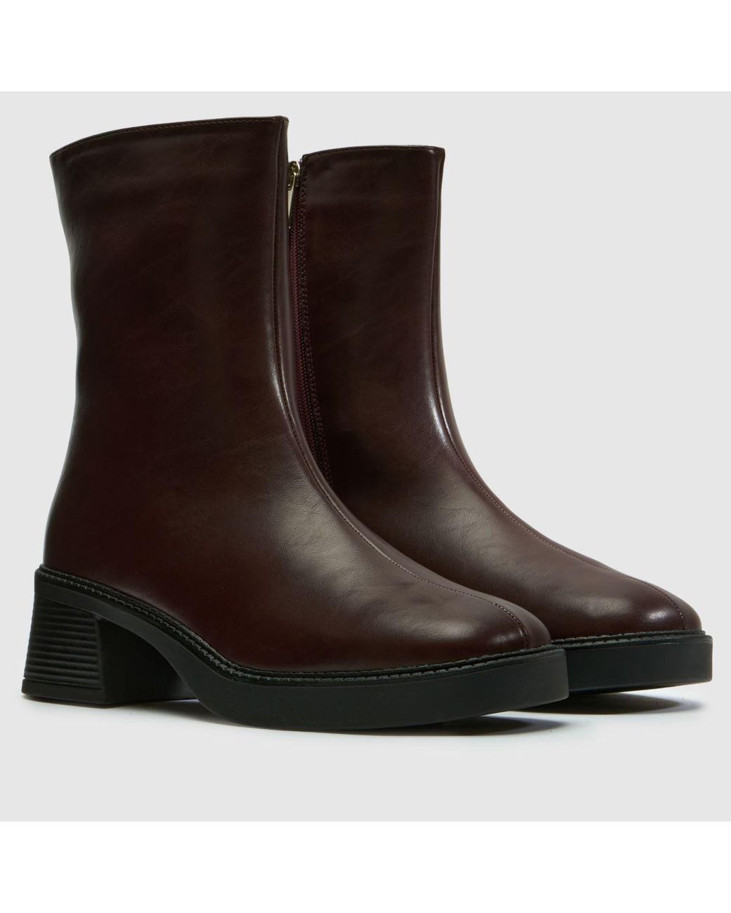 Schuh Brown Beauty Square Toe Chunky Boots