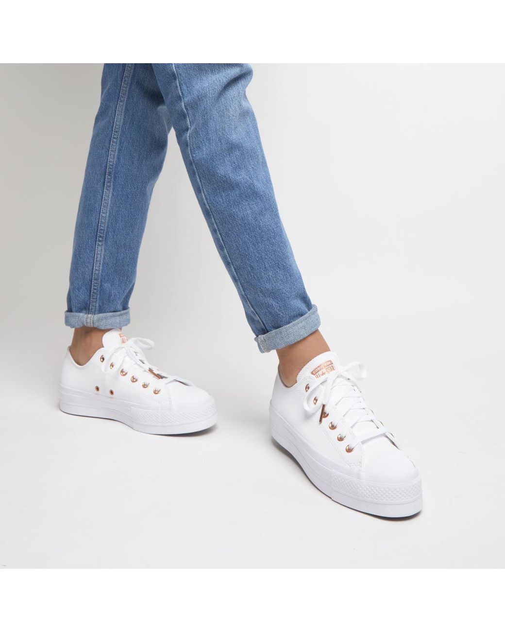 Converse All Star Clean Lift Trainers in White | Lyst UK