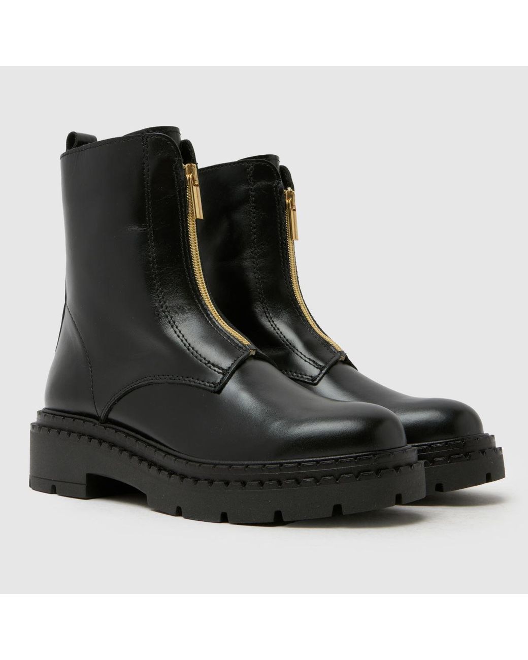 Schuh Black Amber Leather Zip Boots