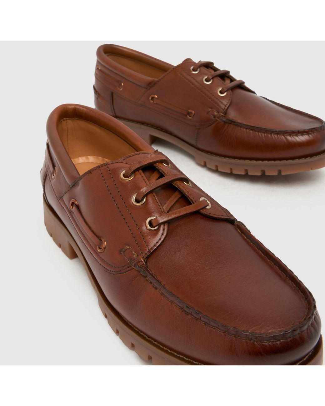 Schuh Brown Paris Leather Boat Shoes for men