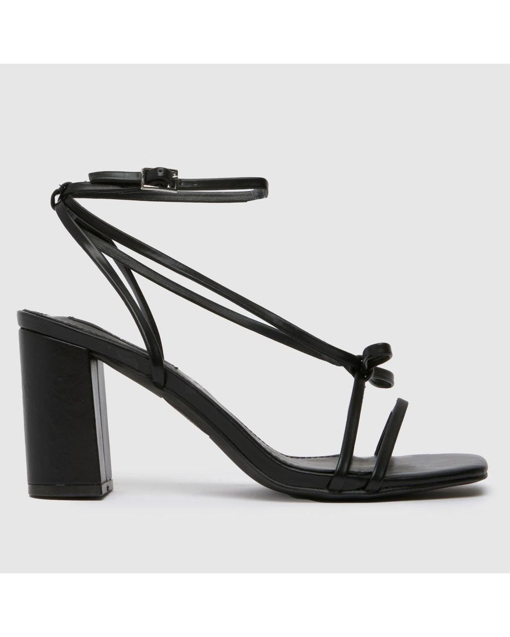 Schuh Black Sylvie Strappy Bow Block High Heels
