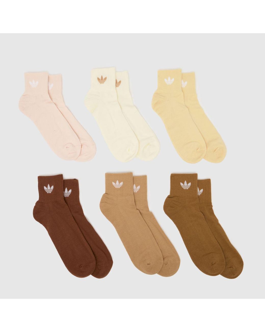 Adidas White Mid Ankle Sock 6 Pk