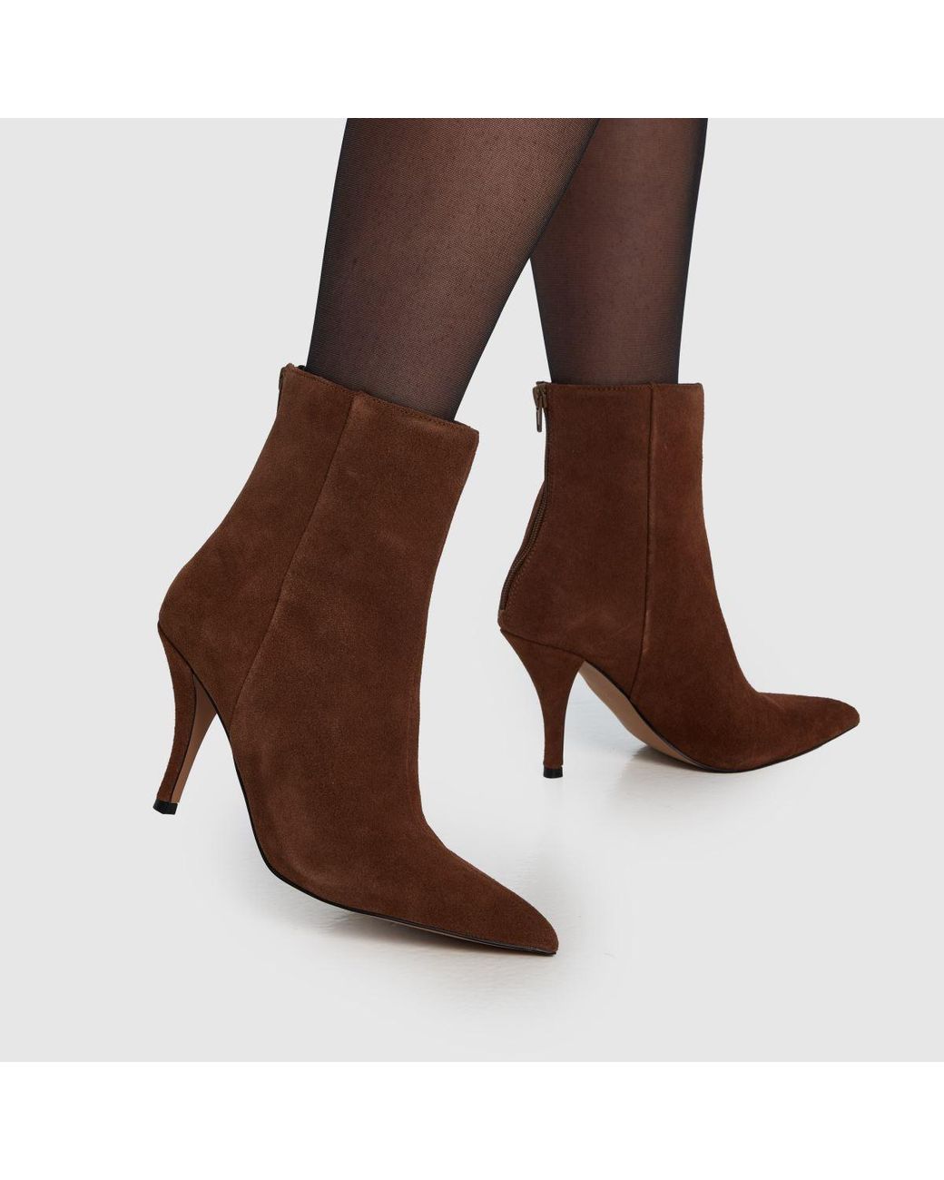 Schuh Brown Betty Suede Heeled Boot Boots