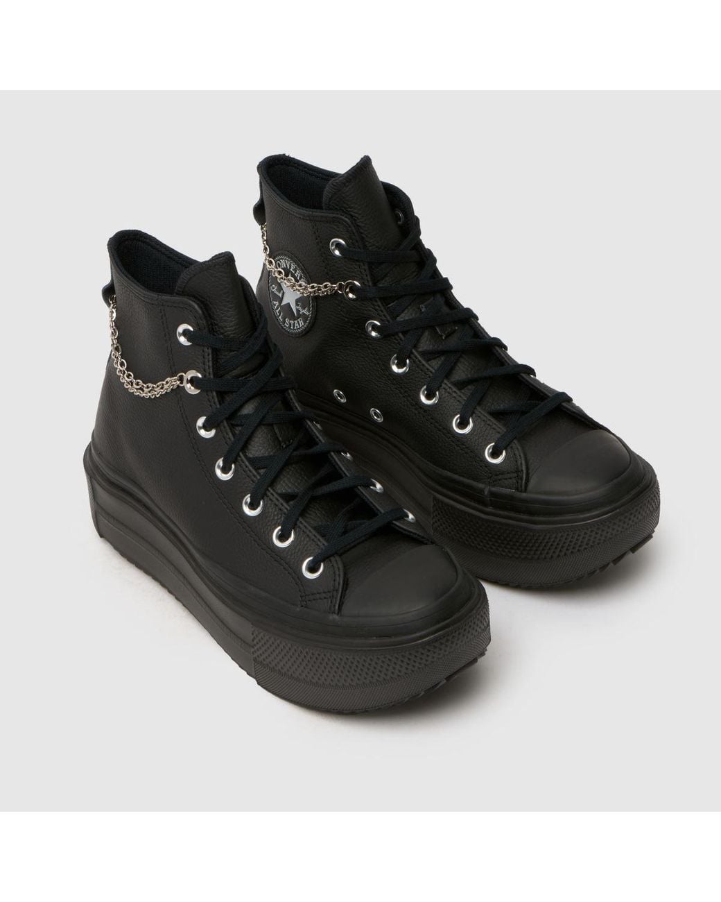 Converse Black All Star Double Stack Pierced Trainers