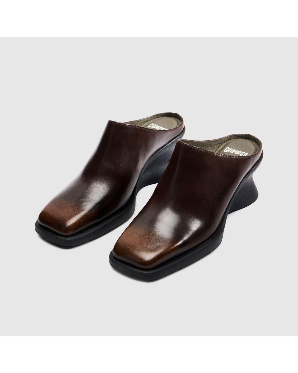 Camper Brown Louise Wedge Mule High Heels