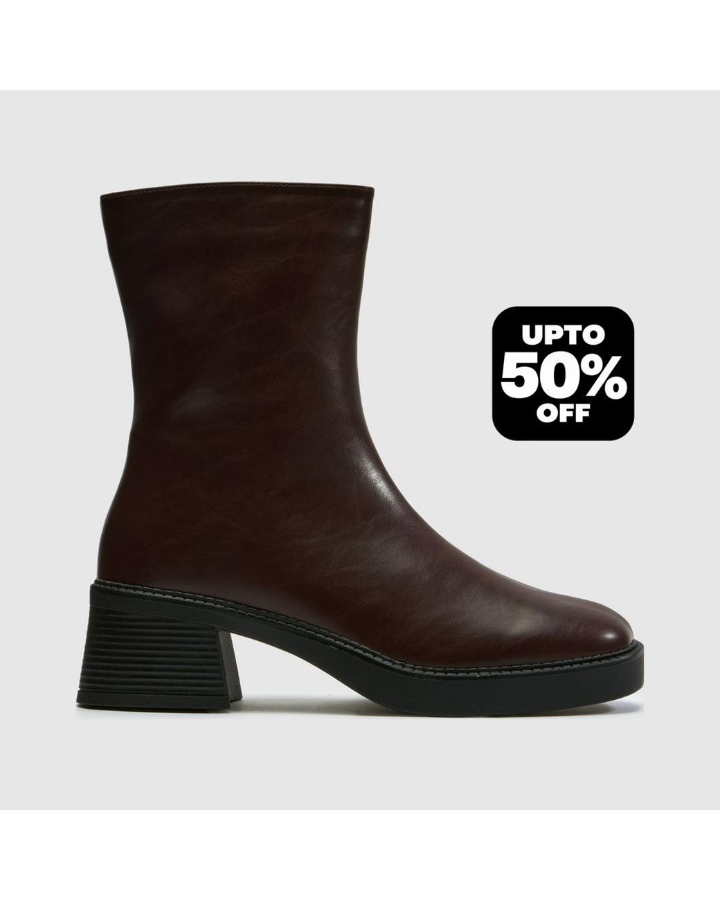 Schuh Brown Beauty Square Toe Chunky Boots