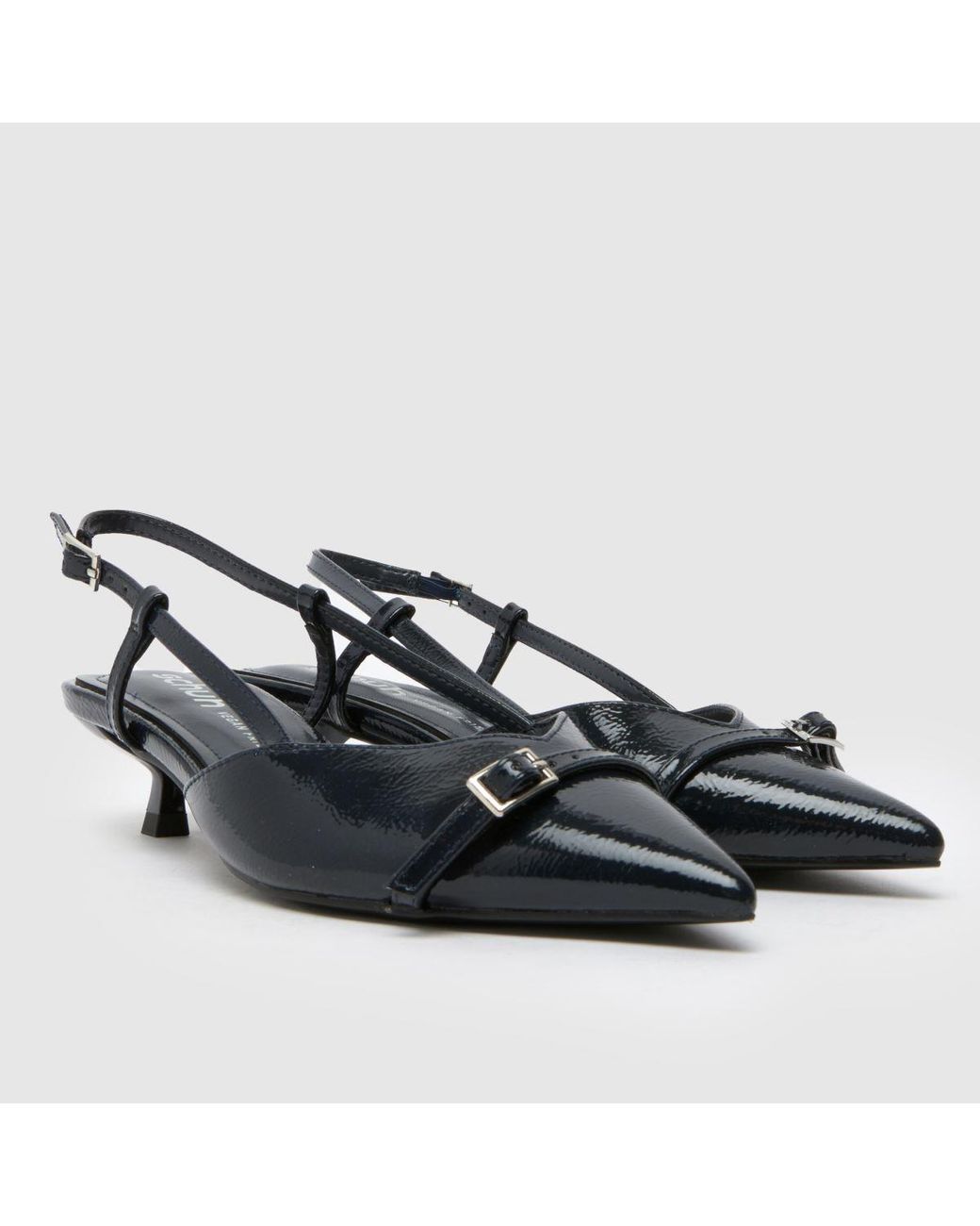 Schuh Black Sybill Buckle Kitten Low Heels