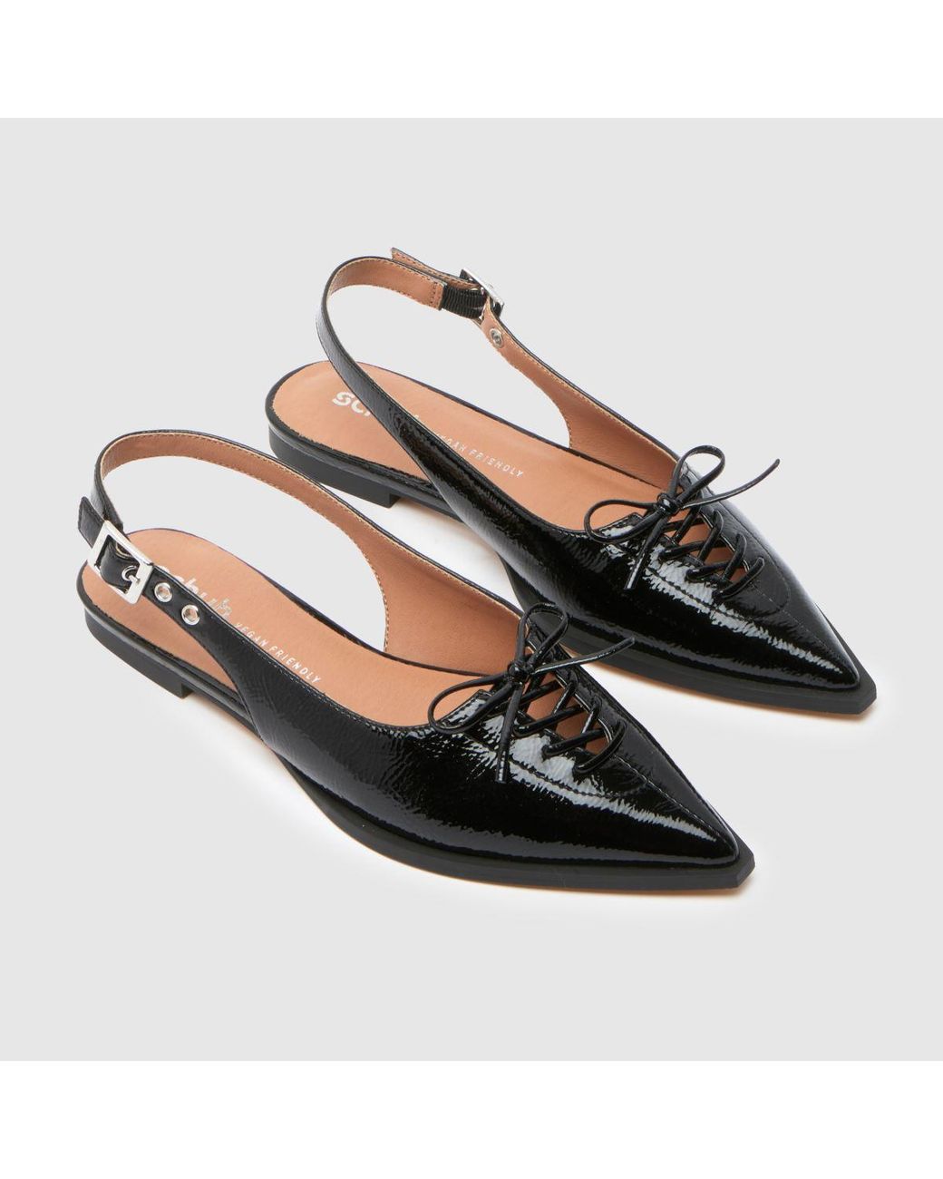 Schuh Black Lorie Pointed Hardware Flats