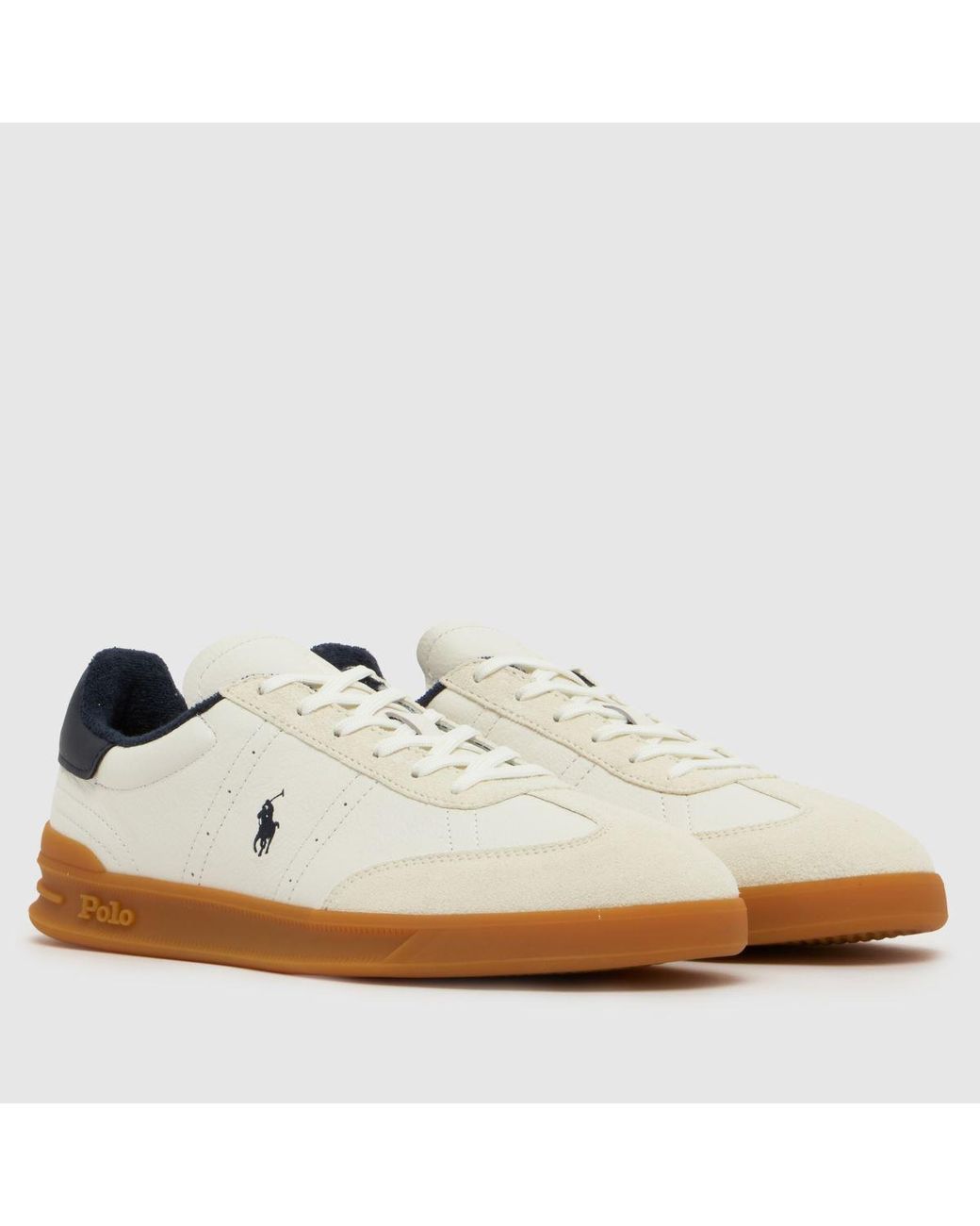 Polo Ralph Lauren White Heritage Aera Leather-Suede Sneaker for men