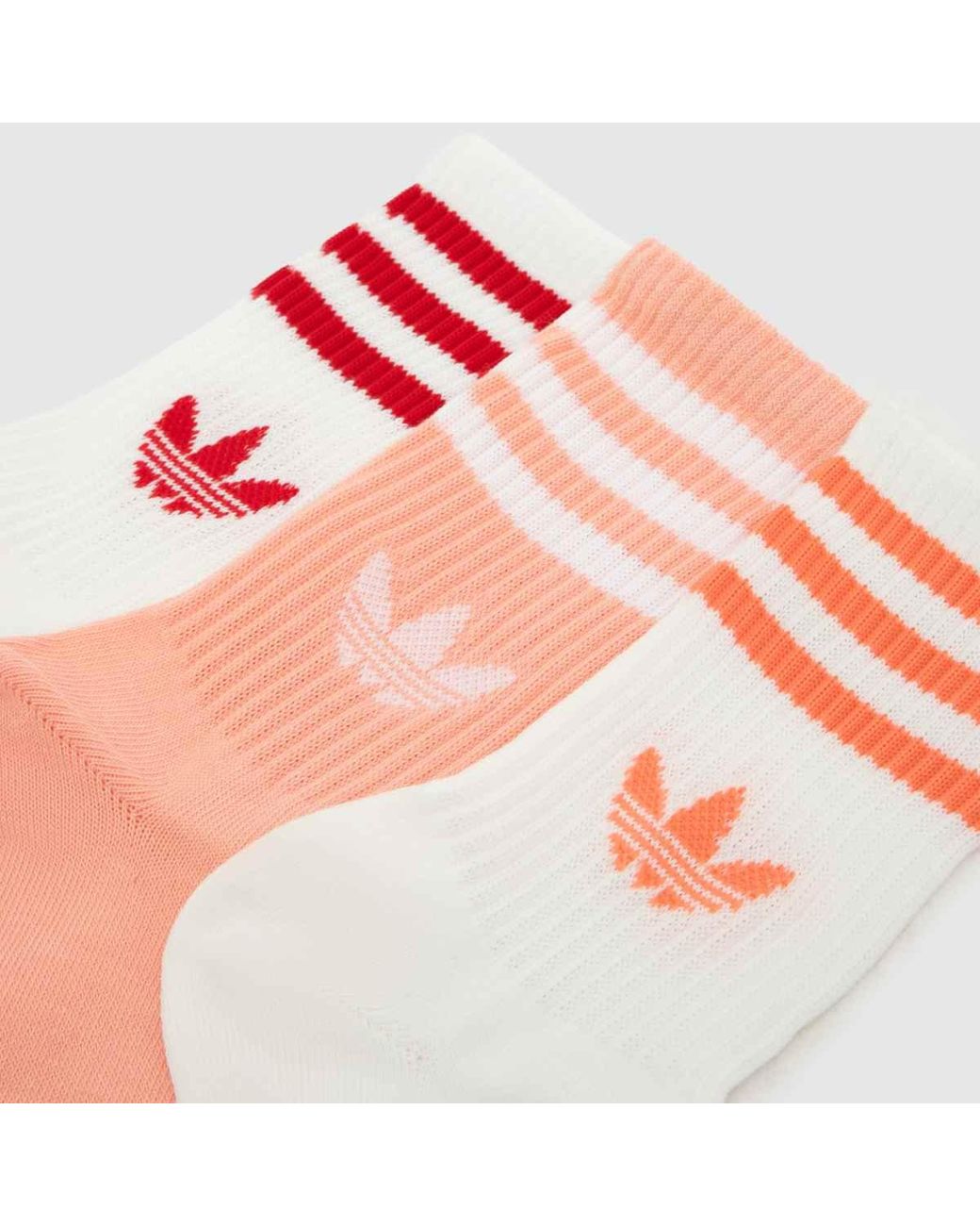 Adidas White Kids Org Stripe Crew Sock 3 Pk
