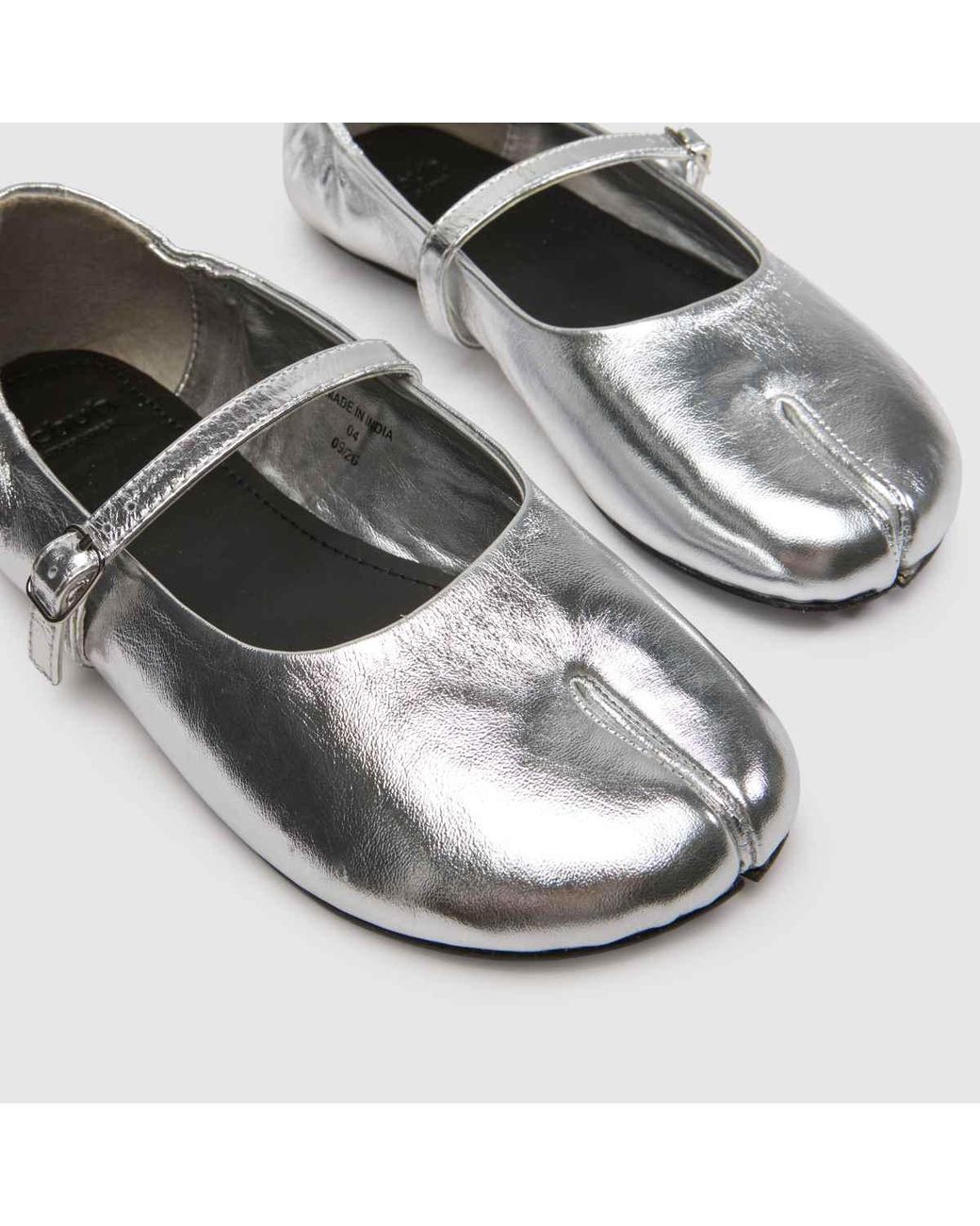 Schuh Metallic Lusan Split Toe Leather Ballet Flats