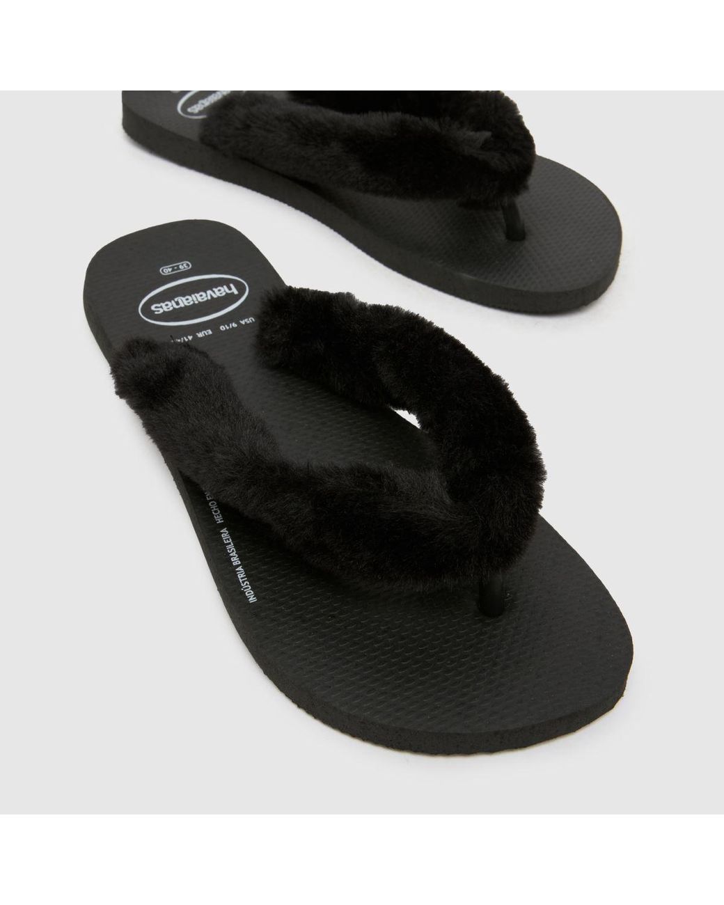 Havaianas Black Top Fluffy Sandals