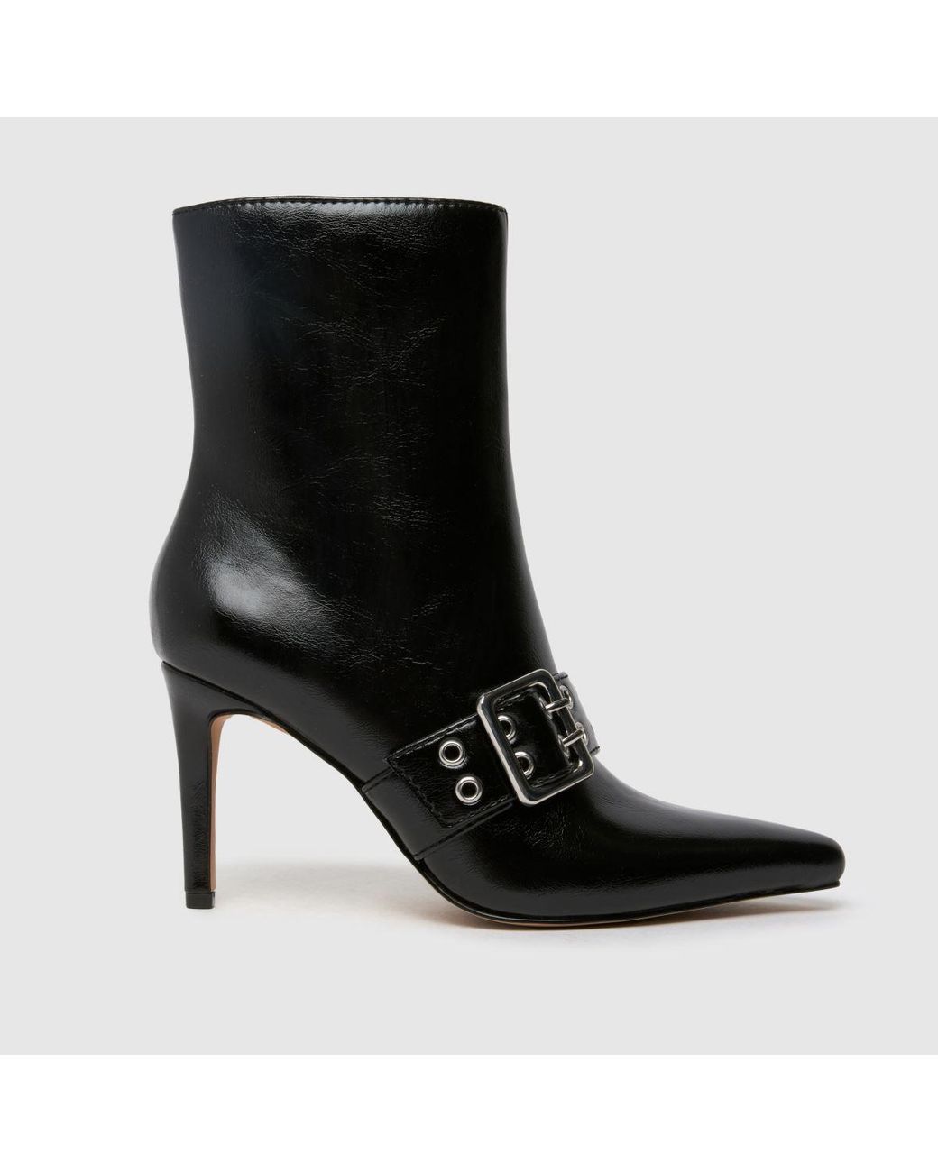 Schuh Black Brogan Hardware Heel Boots