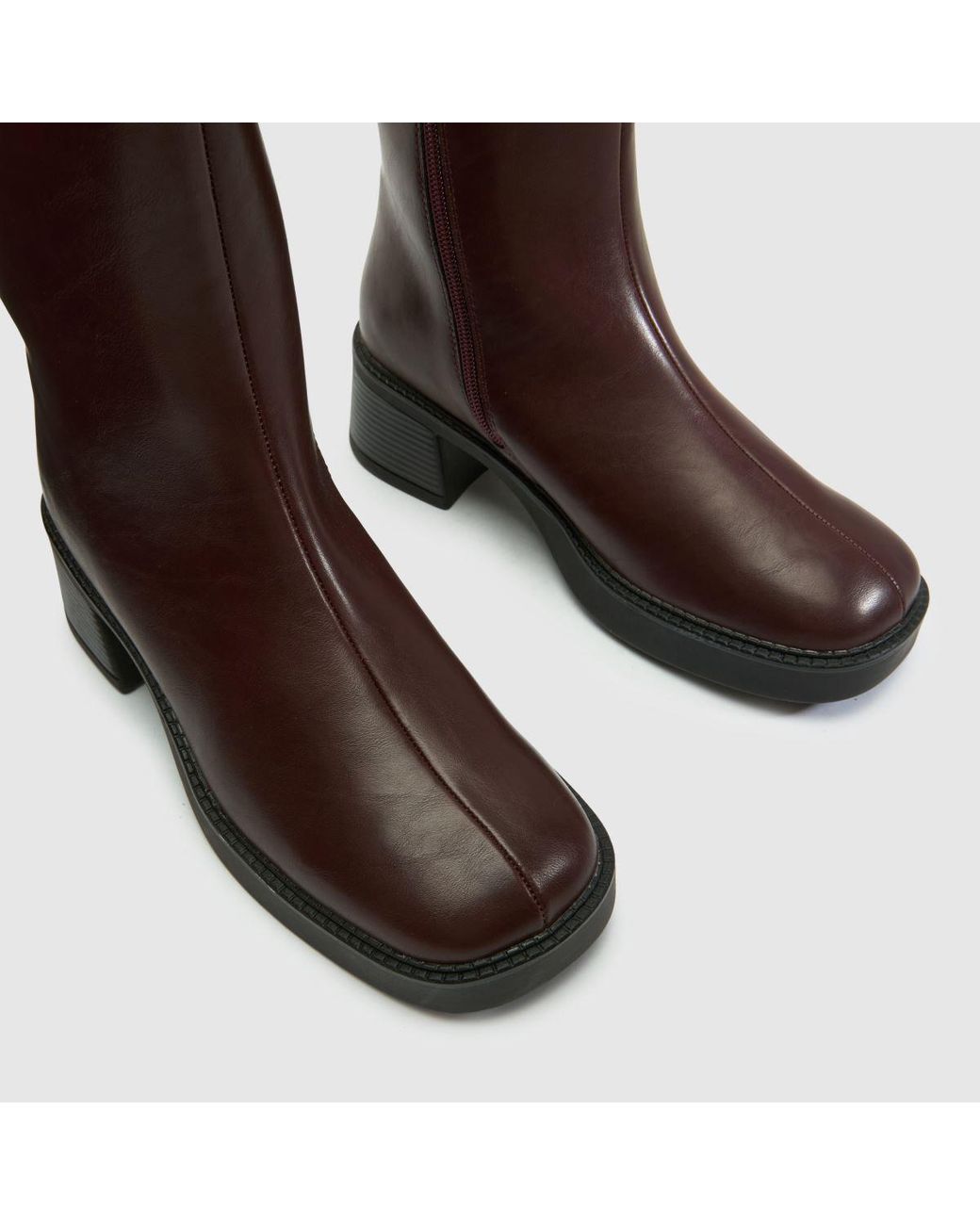 Schuh Brown Beauty Square Toe Chunky Boots