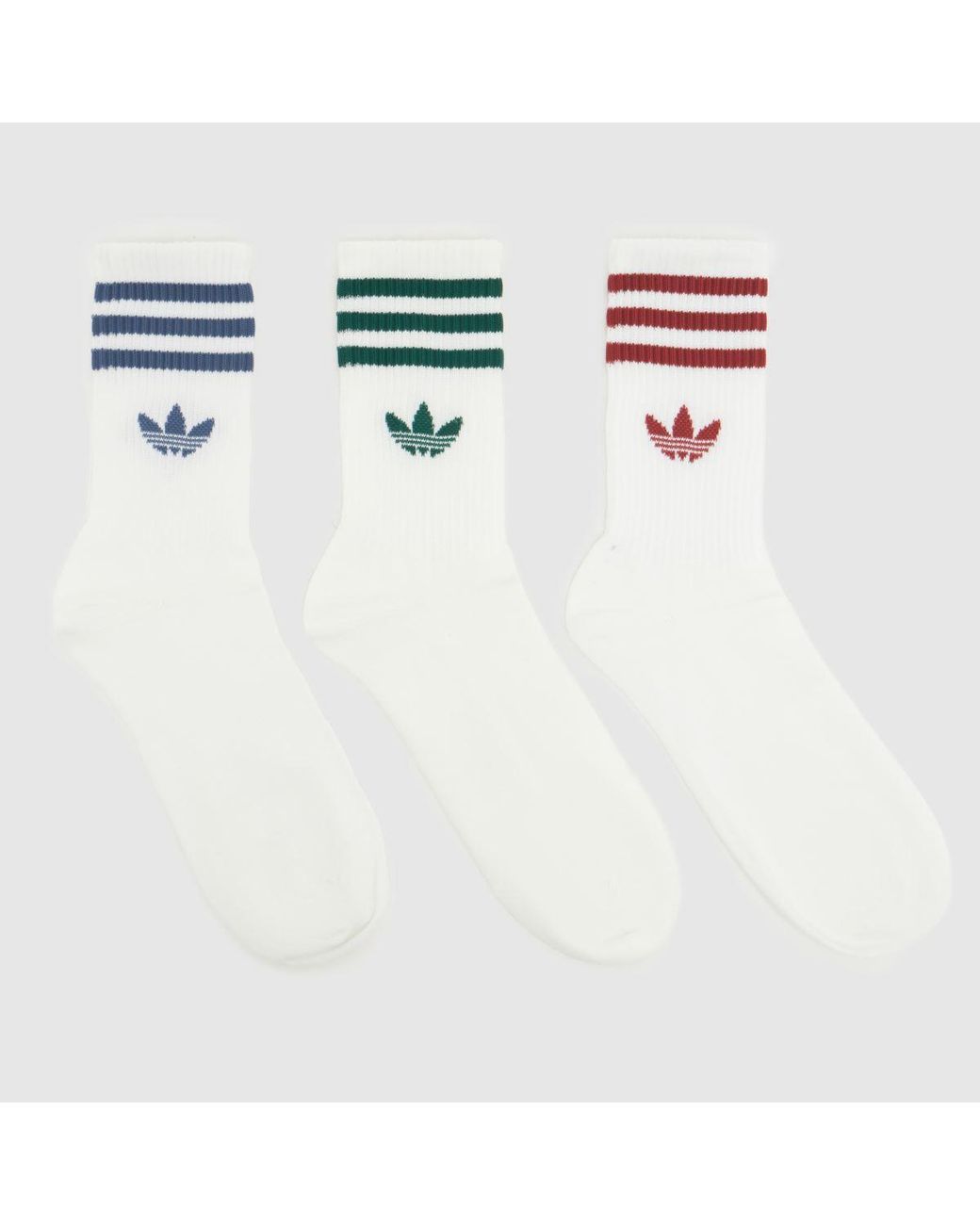 Adidas White Stripe Crew Socks 3Pk