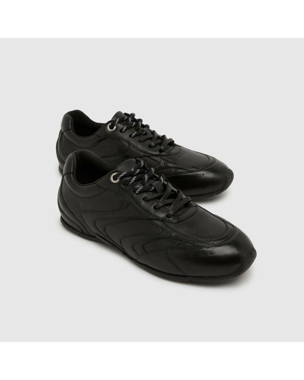 Schuh Black Mindy Leather Lace Up Trainers