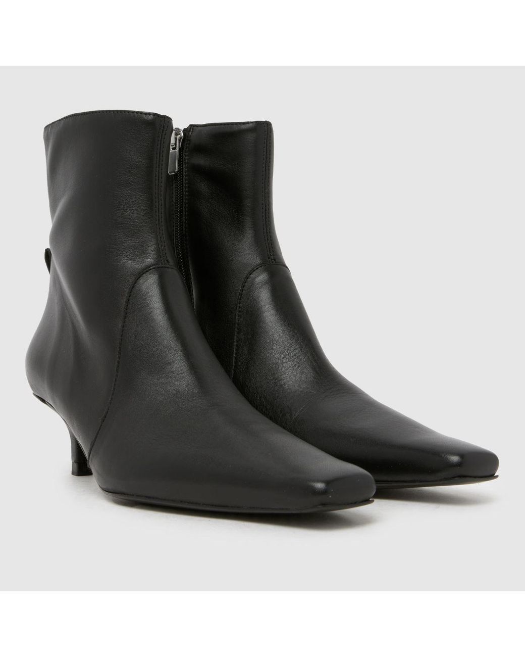 Schuh Black Bowden Leather Heeled Boots