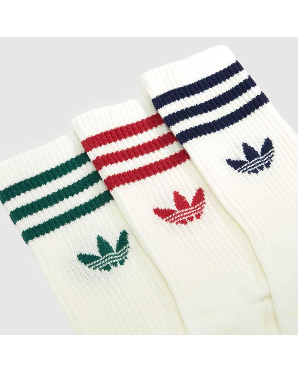 Adidas White Org Stripe Crew Sock 3Pk