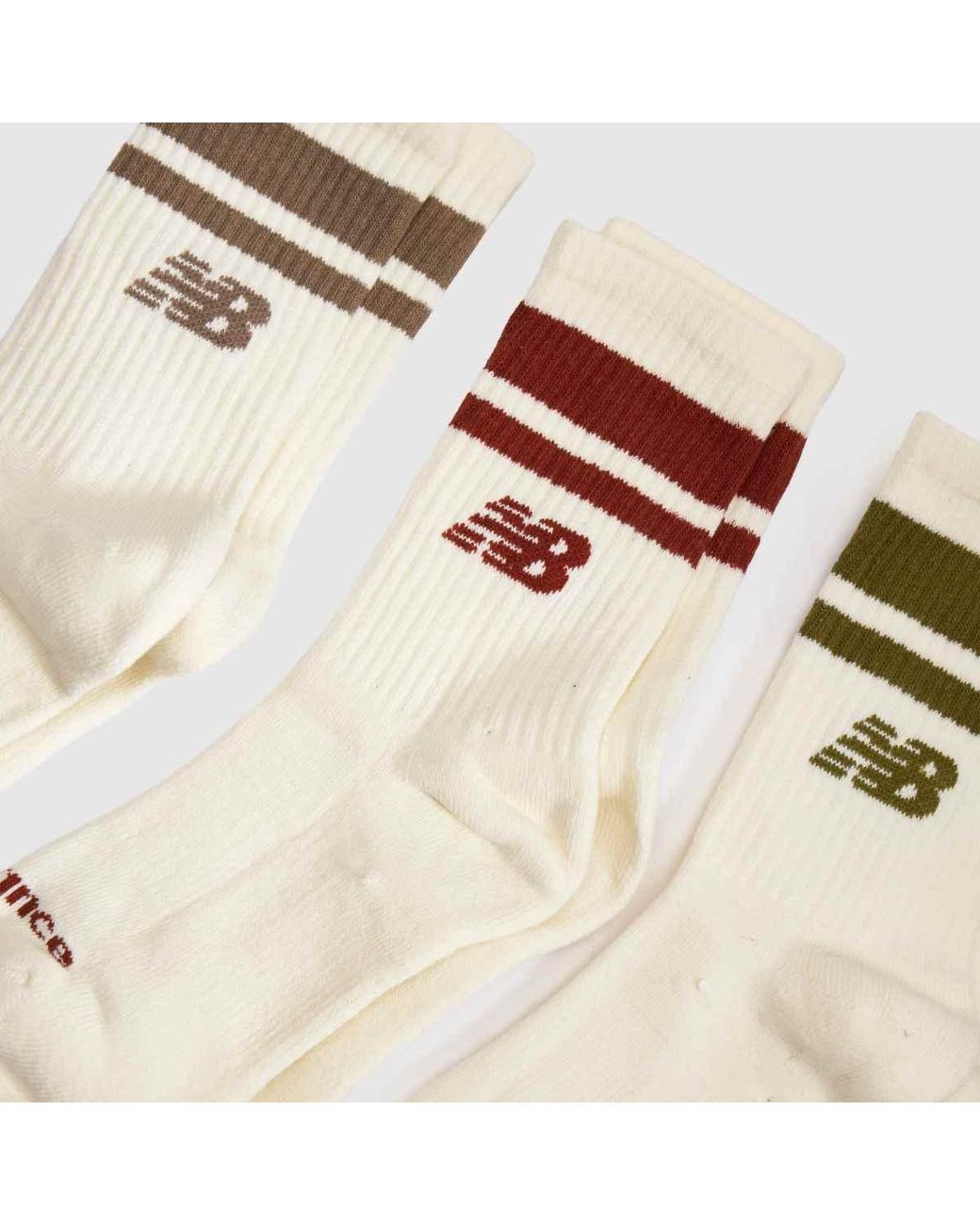 New Balance Natural Stripe Midcalf Socks 3Pk