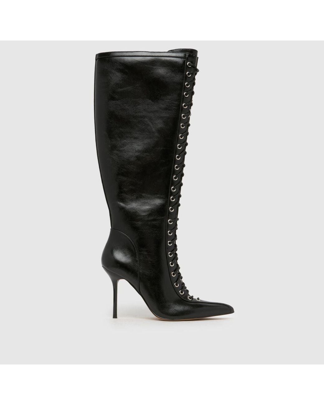 Schuh Black Domino Laced Stiletto Heel Boots