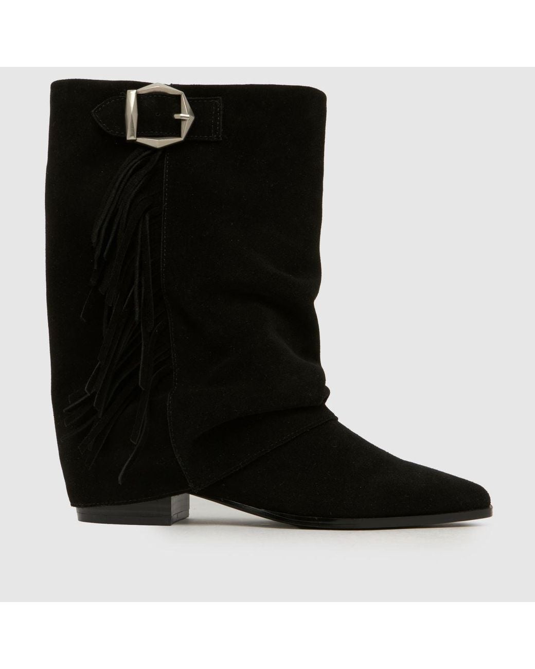 Schuh Black Dizzy Suede Tassel Western Boots